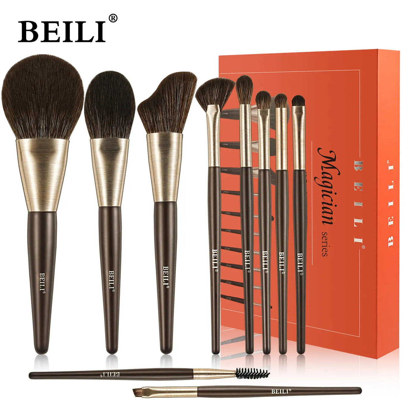 Set 10 pensule make-up Beili Brown Vegan