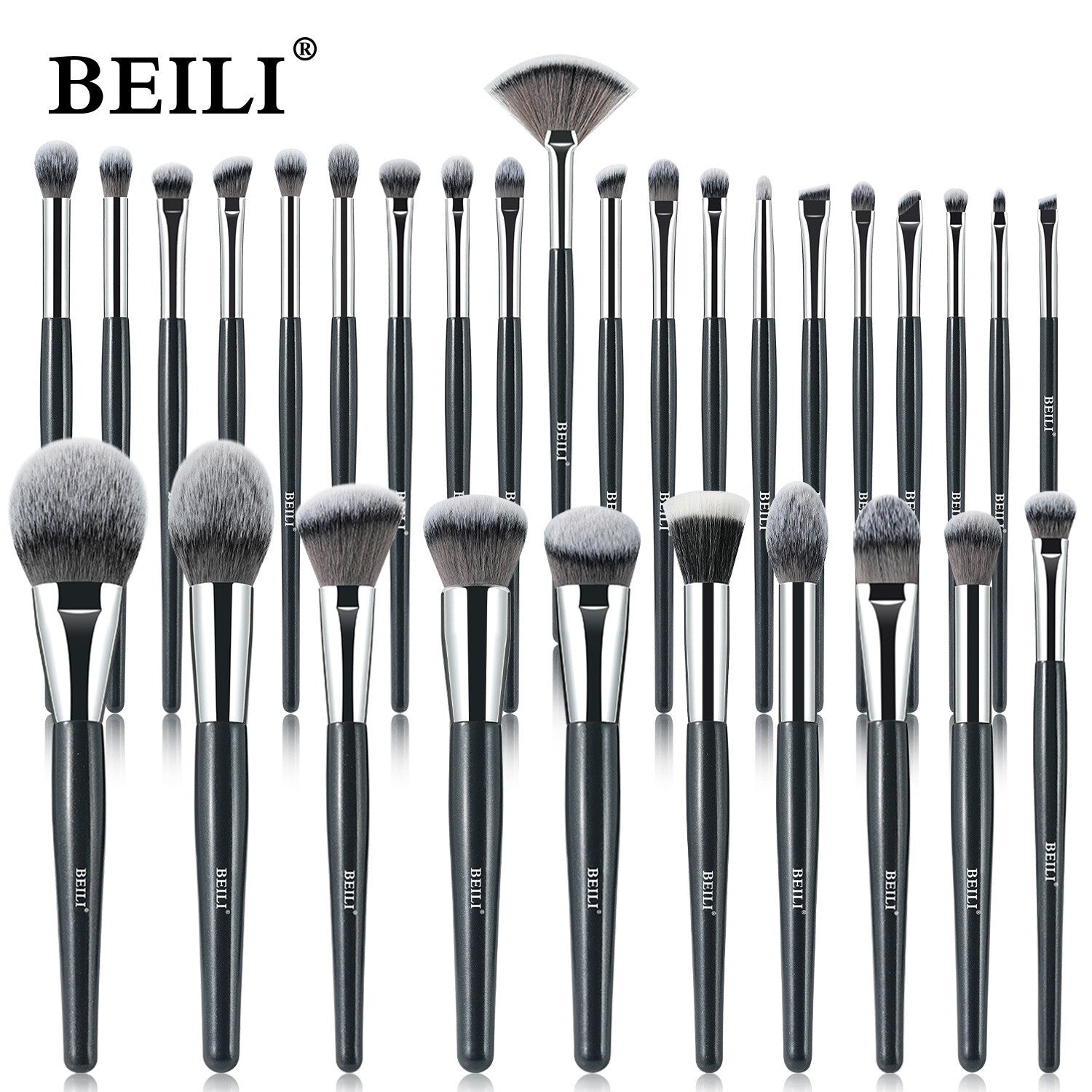 Set 30 pensule make-up Beili Dark Grey PB30 Vegan