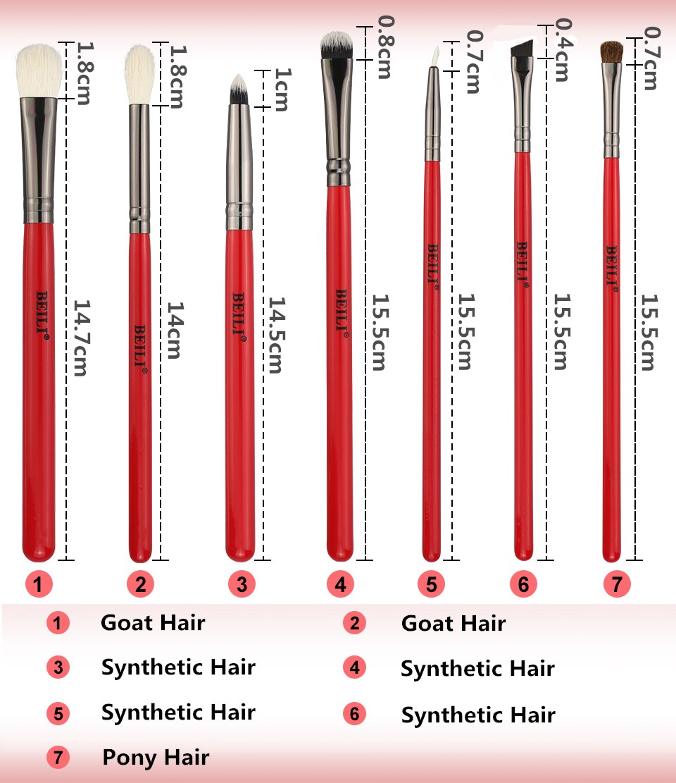 Set 7 pensule make-up Beili Red