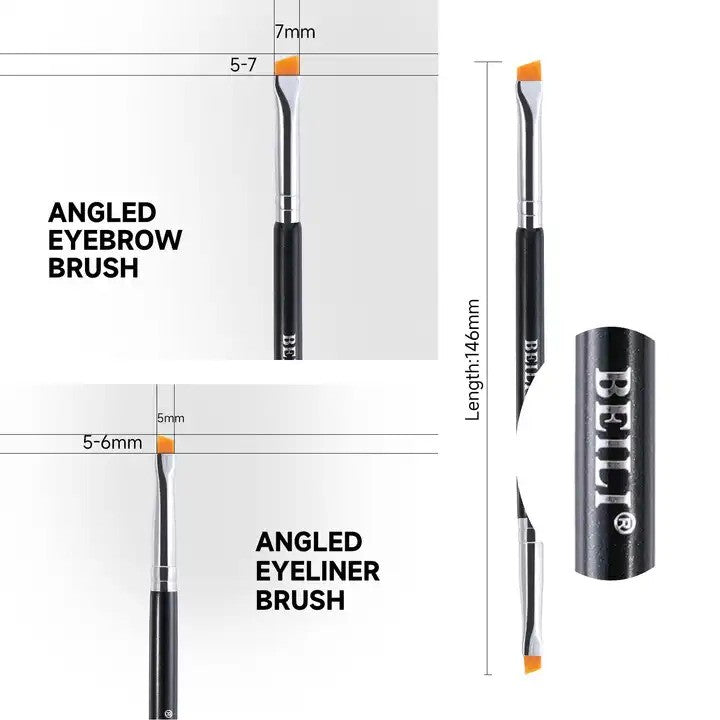 Pensula dubla eyeliner/sprancene par sintetic Beili Black BA20