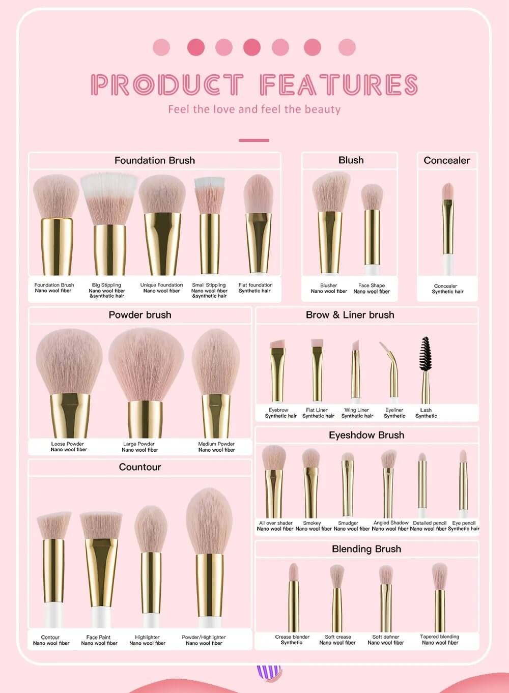 Set 30 pensule make-up Beili White Complete Vegan