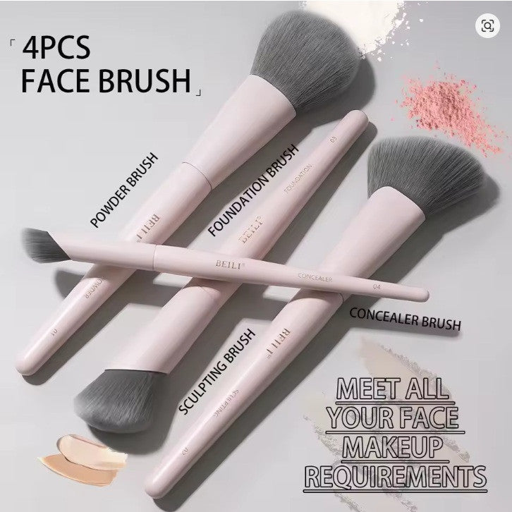 Set 12 pensule make-up Beili Pink Cream + Suport Cilindric + Burete Beili